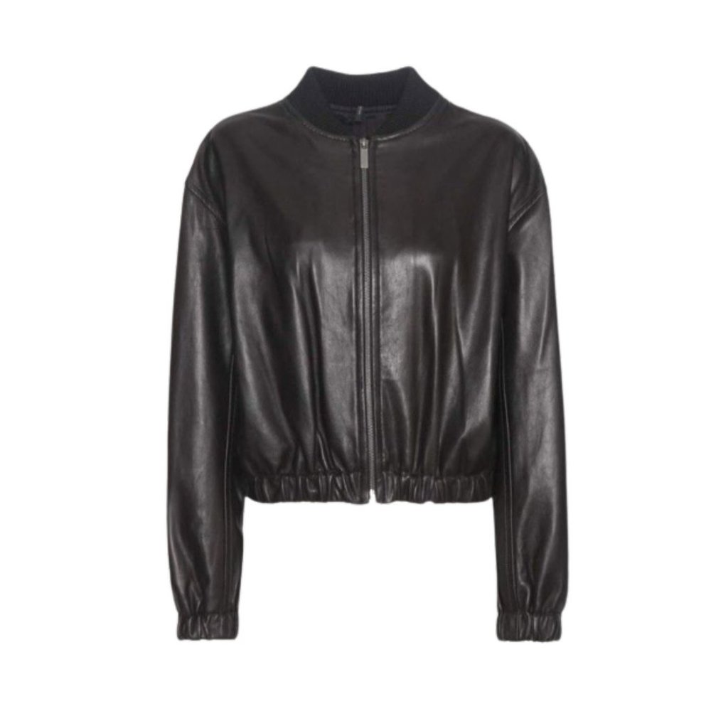 Helmut Lang Leather Crop Bomber Jacket - NEW